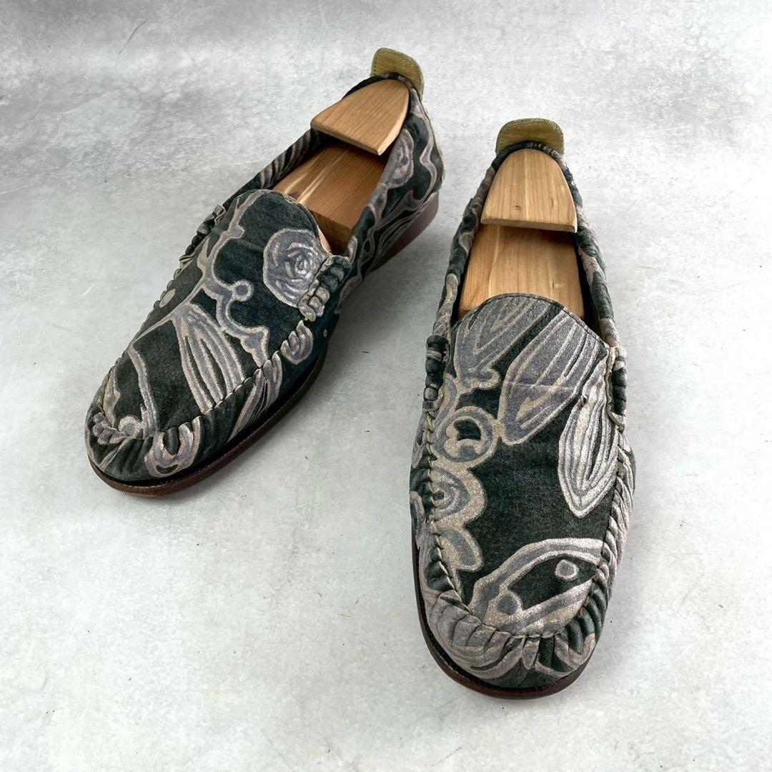 ISSEY MIYAKE MEN Archive Floral Suede Loafers Green
