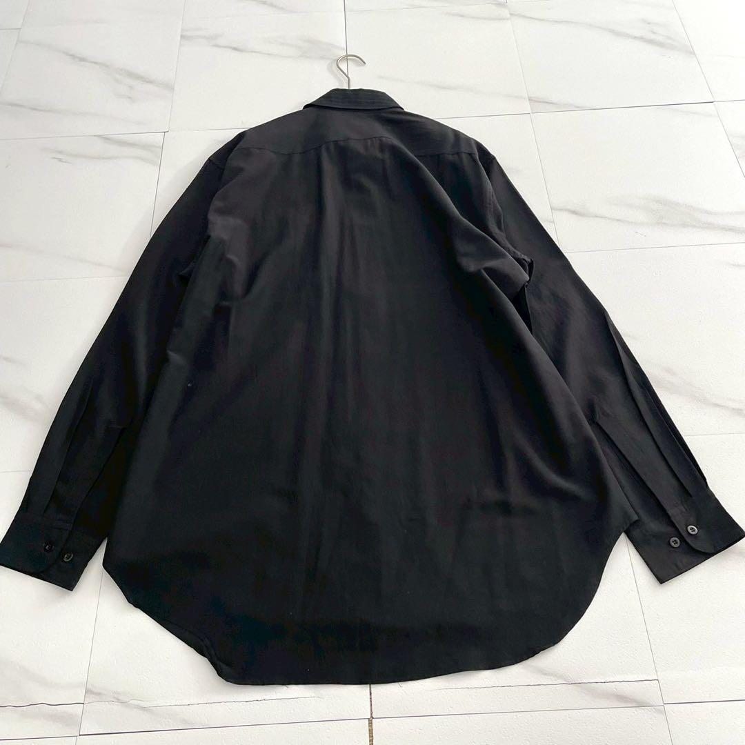 Yohji Yamamoto PH 00s Pleated Silk Wool Shirt Black Size XL