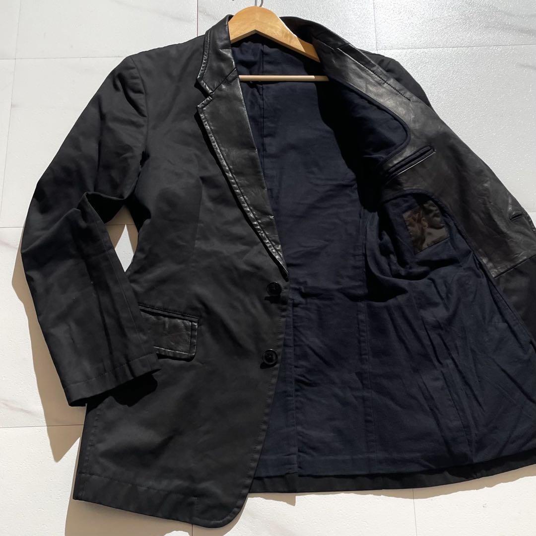 Y's for men Leather Lapel Panel Tailored Jacket Black Size M