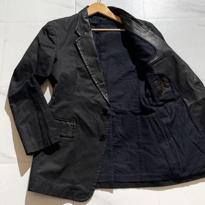 Y's for men Leather Lapel Panel Tailored Jacket Black Size M