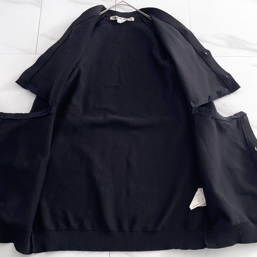 COMME des GARCONS 19SS Frayed Knit Cardigan Coat Navy Size M