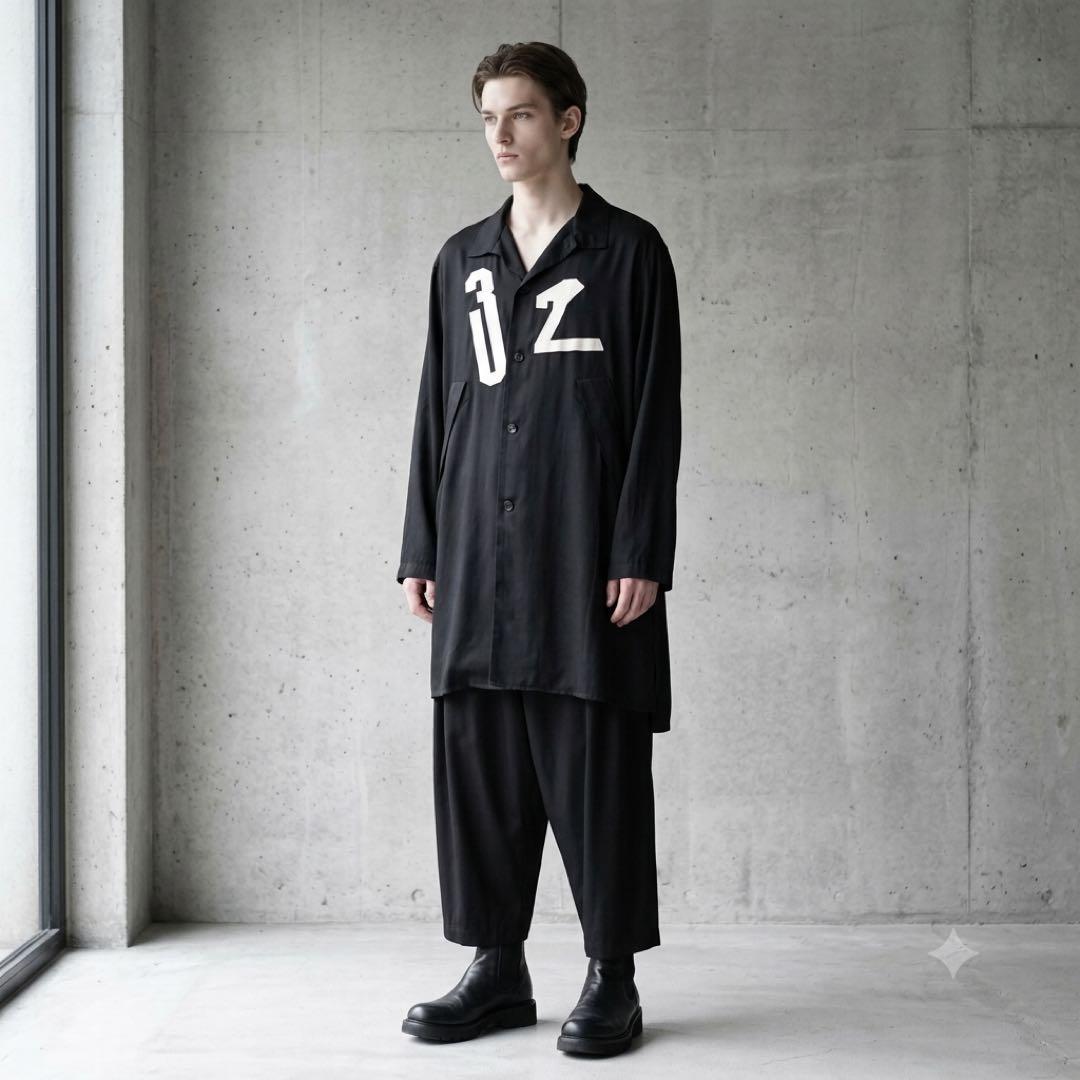 Yohji Yamamoto PH 19SS Suspender Long Cotton Shirt Size XL