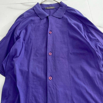 ISSEY MIYAKE MEN 80s Vintage Open Collar Shirt Purple Size L