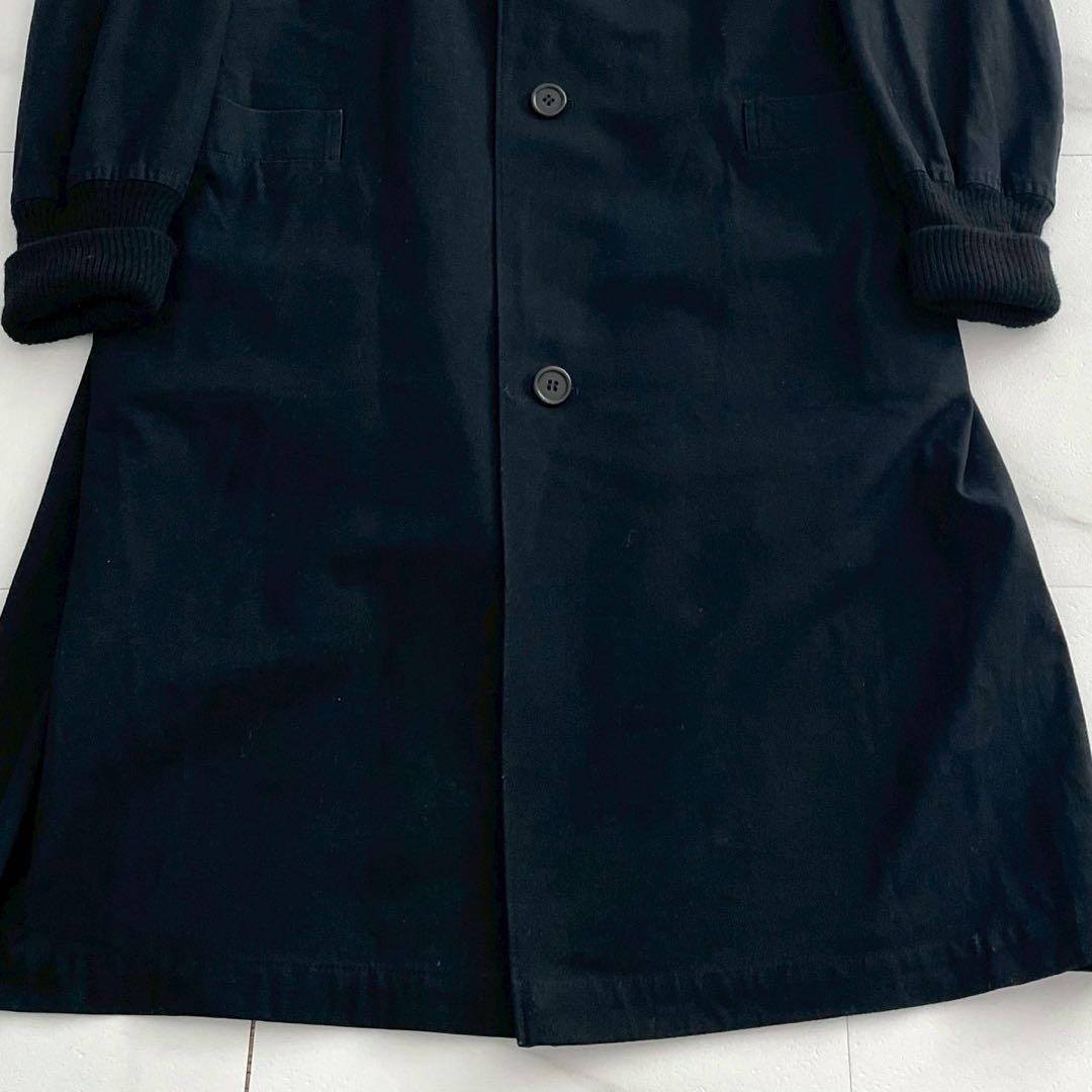 Yohji Yamamoto 86AW Rib Collar Cotton Long Coat Black Size L