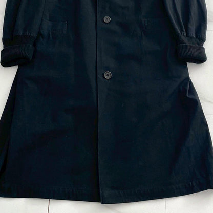 Yohji Yamamoto 86AW Rib Collar Cotton Long Coat Black Size L