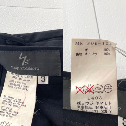 Y's for men Wool Gabardine Straight Slacks Black Size 34