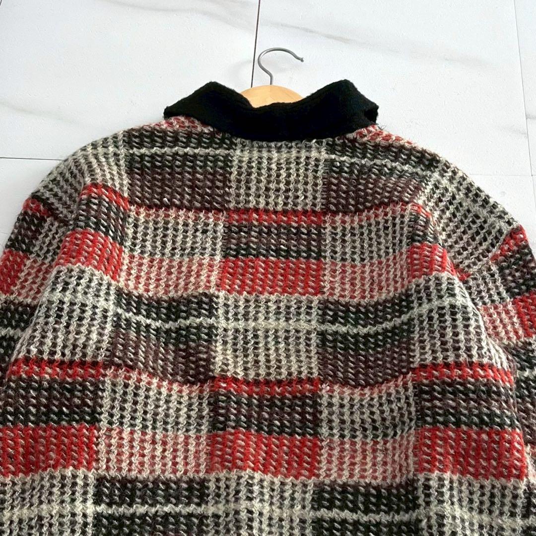 ISSEY MIYAKE MEN 80s Brush Tag Check Wool Knit Size L