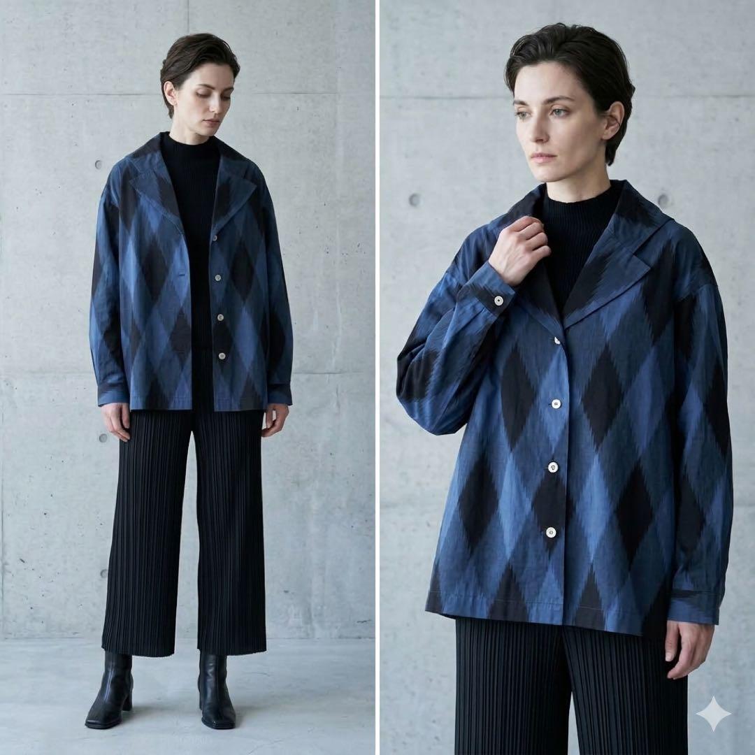 ISSEY MIYAKE 80s Vintage Cotton Check Blazer Black Size L