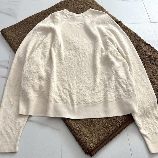 Y-3 22AW Embossed Back Logo Cotton Sweatshirt White Size XL