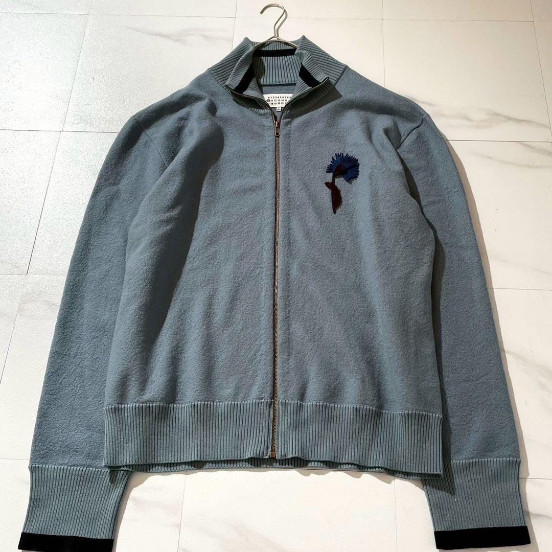 MAISON MARGIELA Wool Drivers Knit Zip-Up Blue Size XL