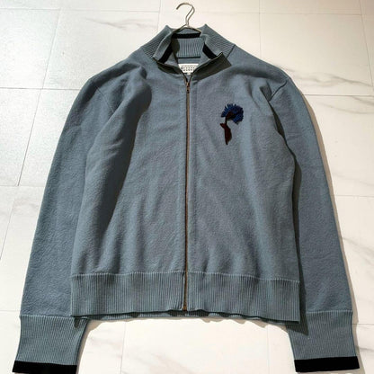 MAISON MARGIELA Wool Drivers Knit Zip-Up Blue Size XL