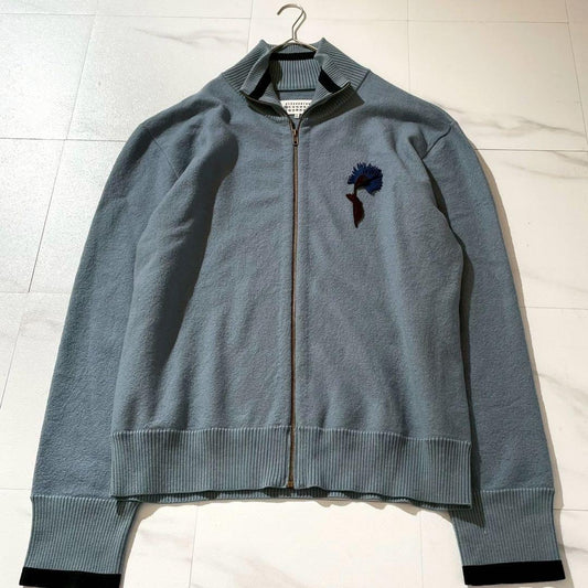 MAISON MARGIELA Wool Drivers Knit Zip-Up Blue Size XL