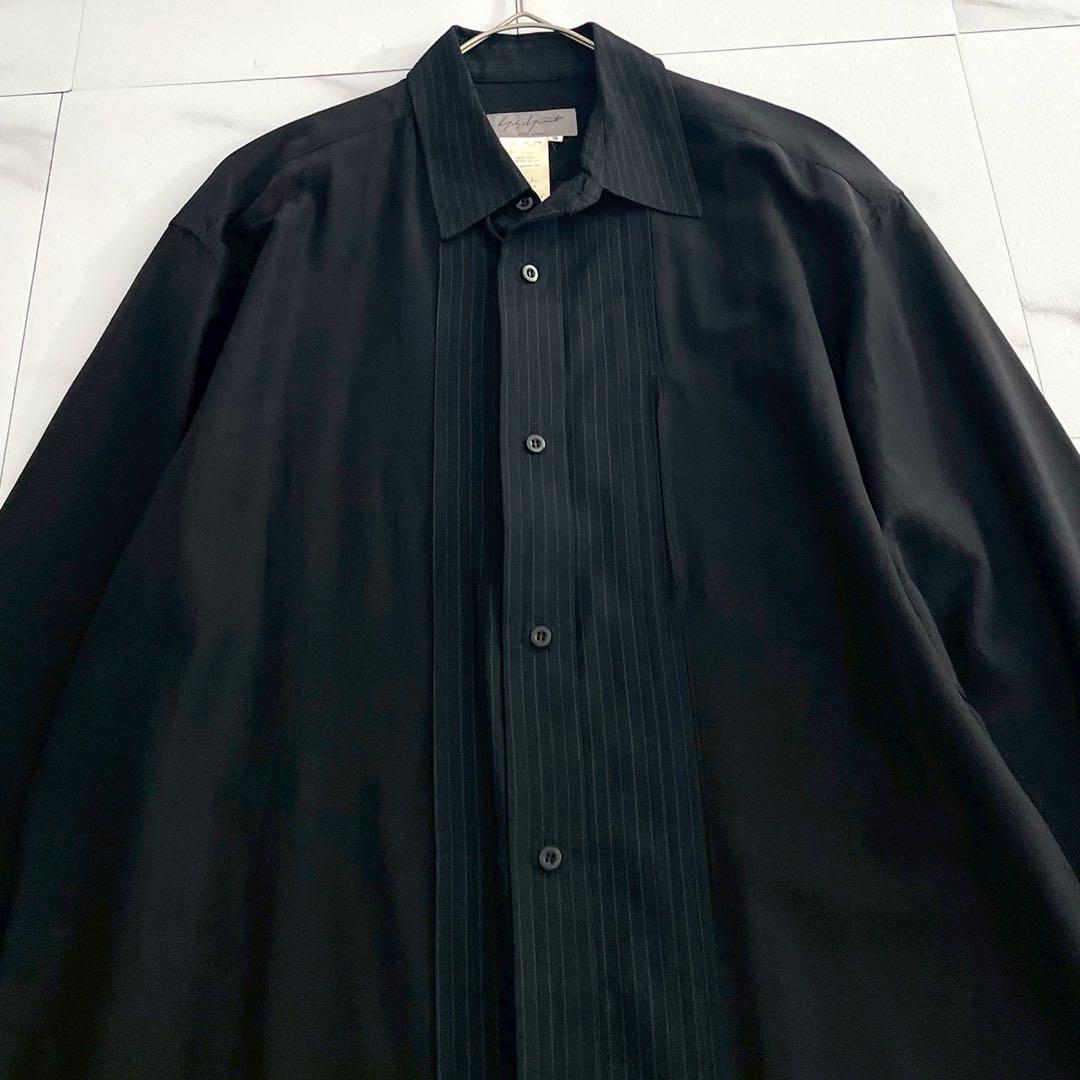 Yohji Yamamoto PH 00s Pleated Silk Wool Shirt Black Size XL
