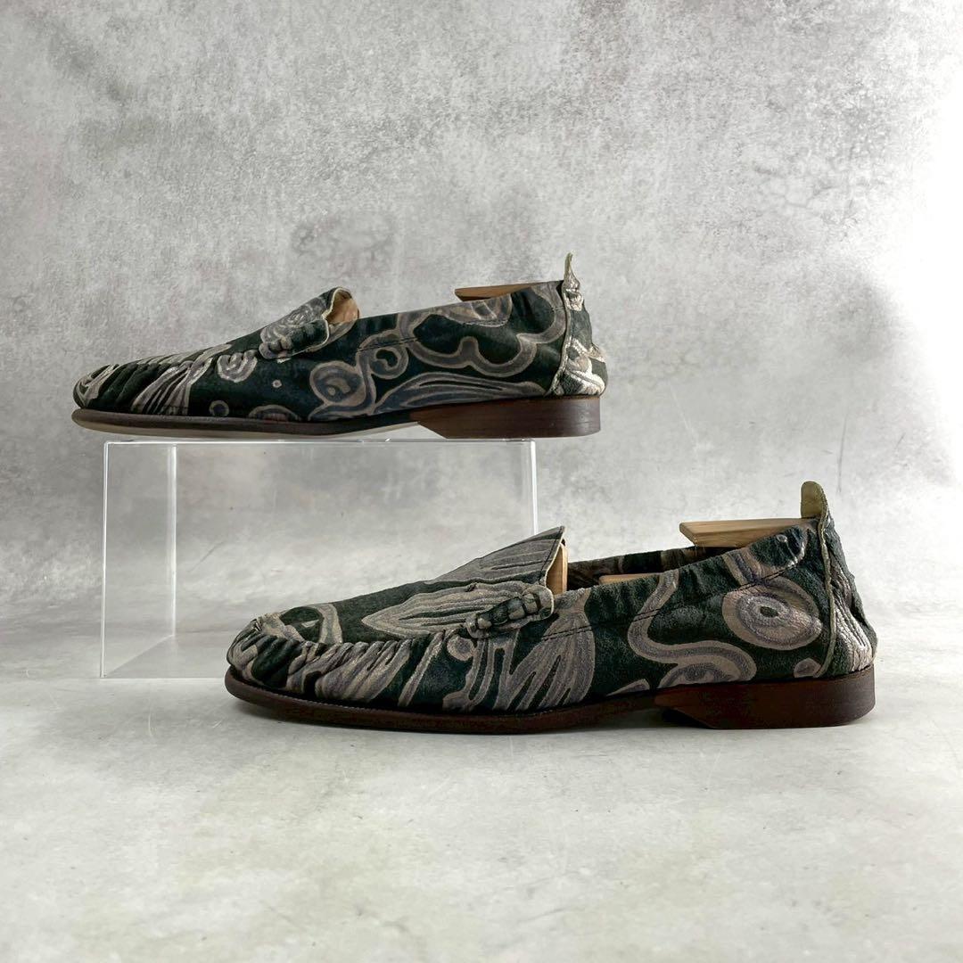 ISSEY MIYAKE MEN Archive Floral Suede Loafers Green