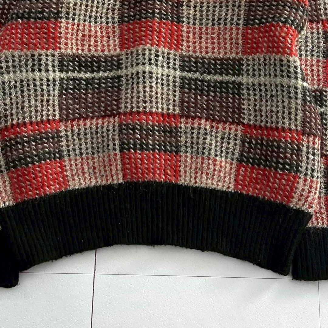 ISSEY MIYAKE MEN 80s Brush Tag Check Wool Knit Size L