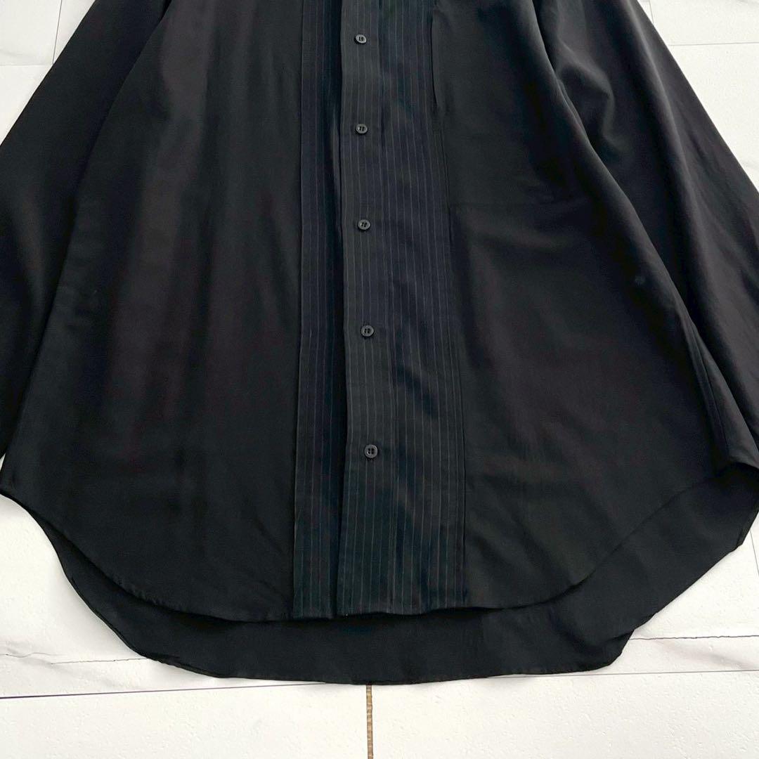 Yohji Yamamoto PH 00s Pleated Silk Wool Shirt Black Size XL