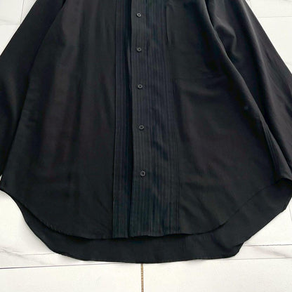 Yohji Yamamoto PH 00s Pleated Silk Wool Shirt Black Size XL