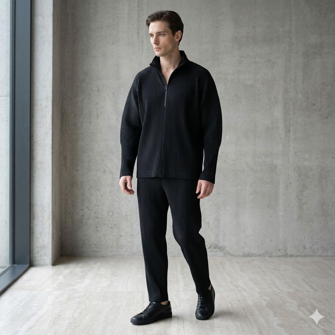 HOMME PLISSE ISSEY MIYAKE 25AW Pleated Half-Zip Black Size L