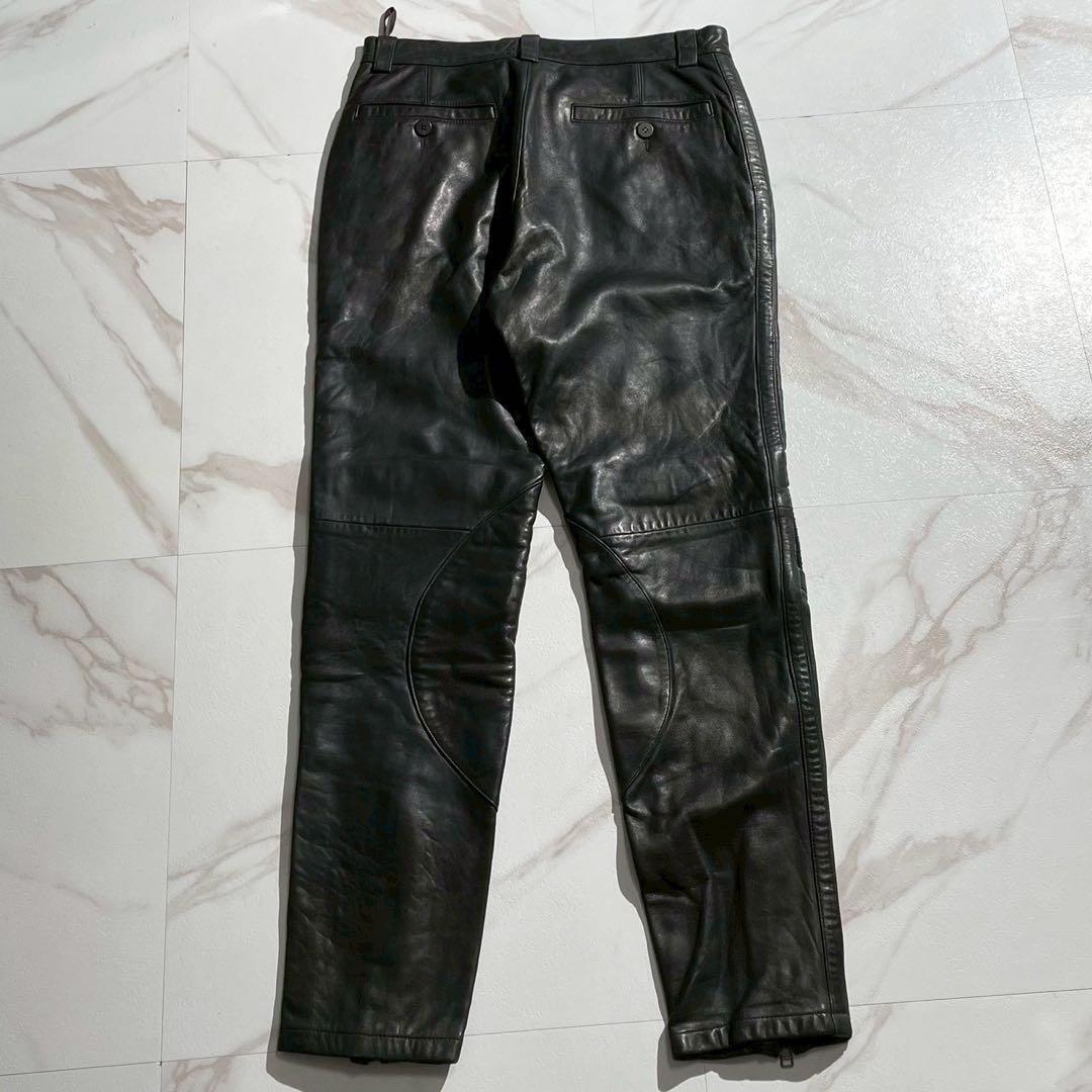ISSEY MIYAKE MEN 96AW Lamb Leather Biker Pants Black Size 34