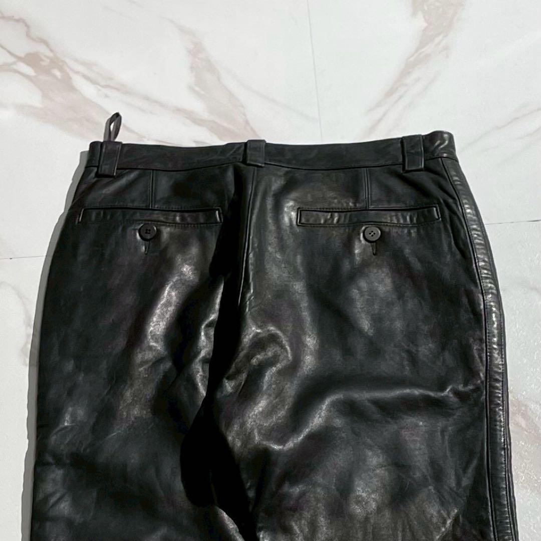 ISSEY MIYAKE MEN 96AW Lamb Leather Biker Pants Black Size 34