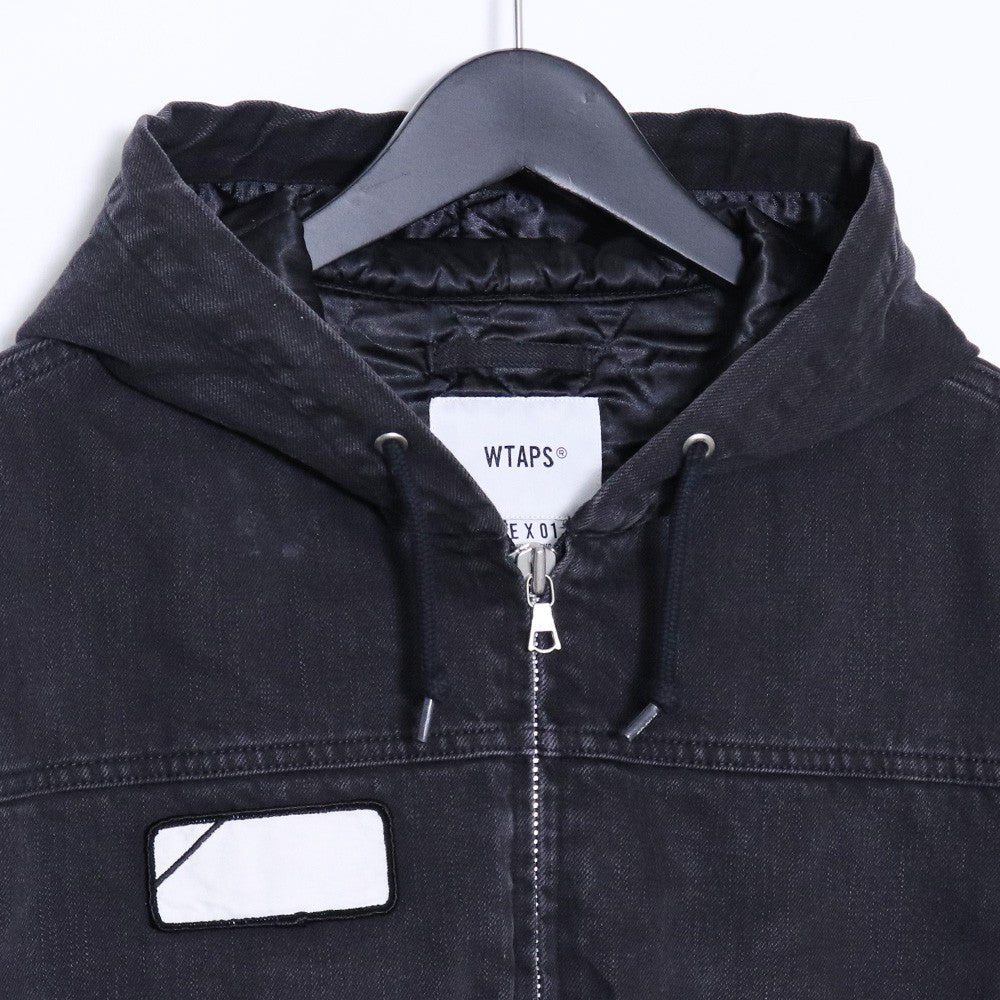 WTAPS COTTON DENIM Hooded Quilted Denim Jacket Black Size 1