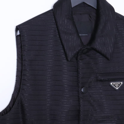 PRADA Re-Nylon Triangle Logo Padded Vest Black Size 48