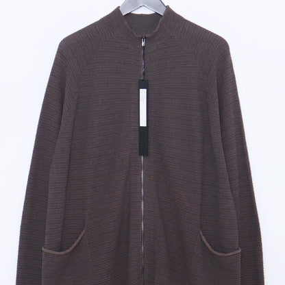 DEVOA High Twist Cotton Stripe Zip Knit Coat Mad Gray Size 3