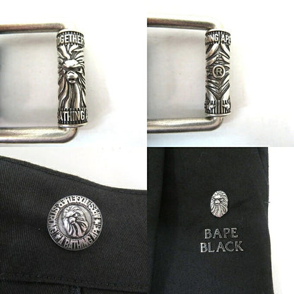 A BATHING APE BAPE BLACK Pleated Belted Pants Black Size M