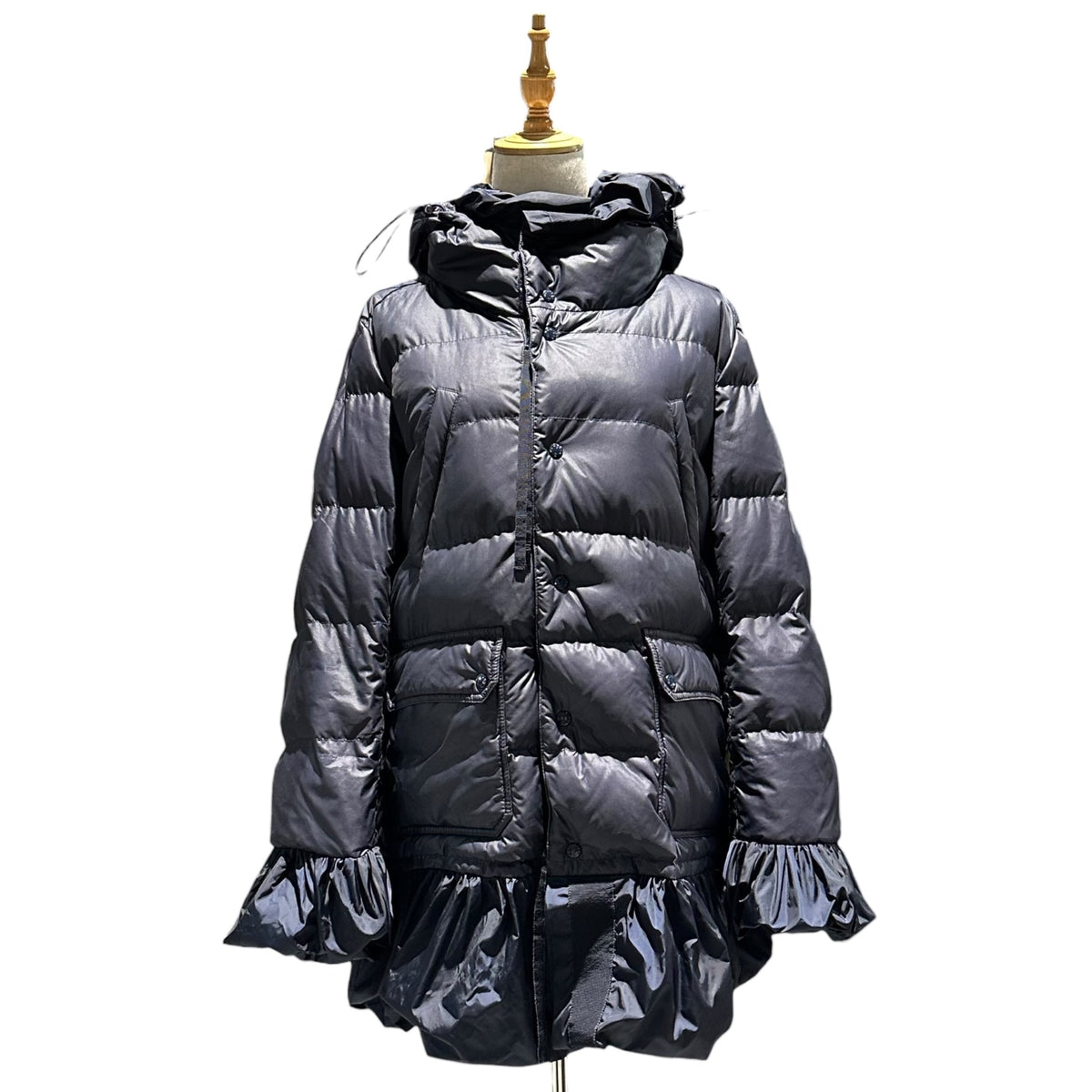 MONCLER sacai Seri Frill Down Jacket Navy Size 4