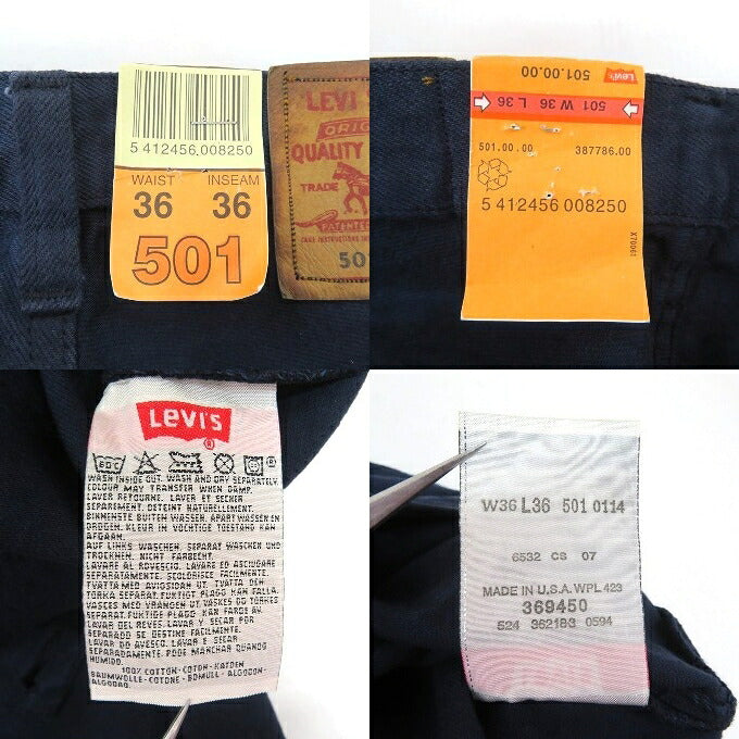Levi's 90s USA 501 Navy Color Denim Pants Size W36