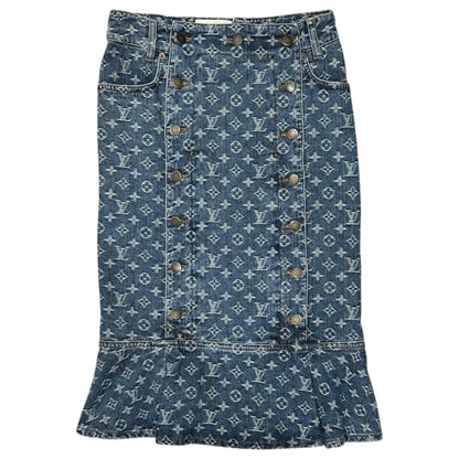 LOUIS VUITTON Monogram Denim Mermaid Skirt Size 36