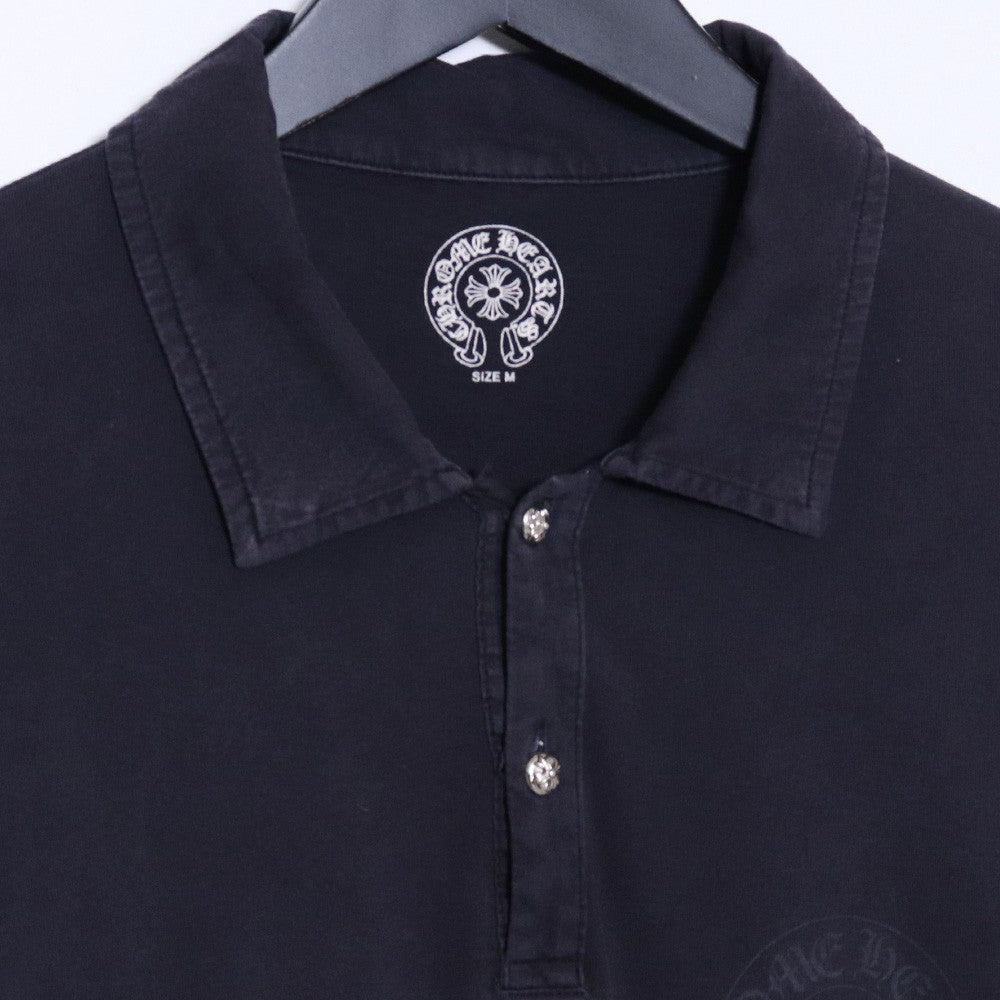 CHROME HEARTS OLD Cross Ball Horseshoe Polo Black Shirt Size M
