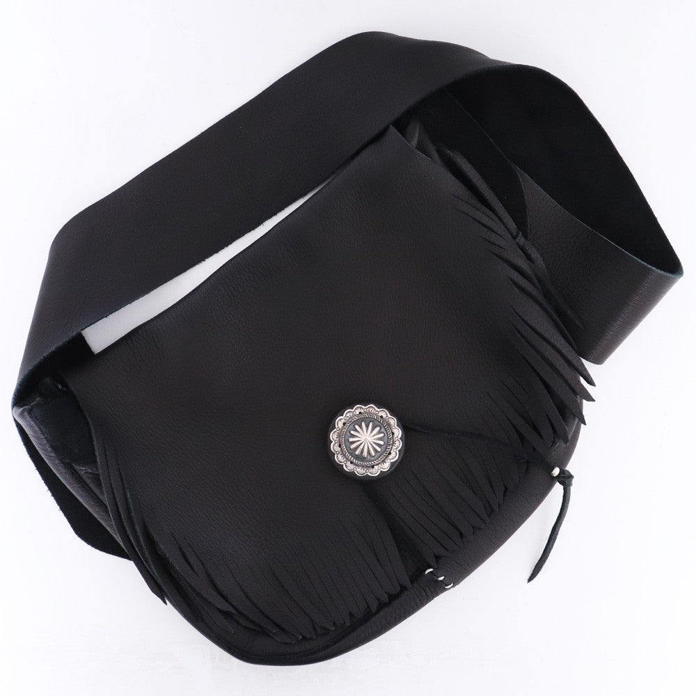 LARRY SMITH Deerskin Leather Fringe Bag Black Size ONE SIZE