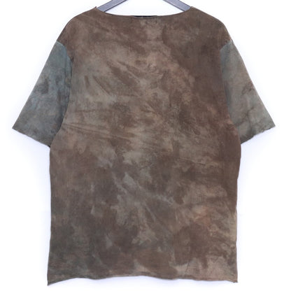 KUJAKU Special Dyed Crew Neck T-Shirt Khaki Brown Size 2