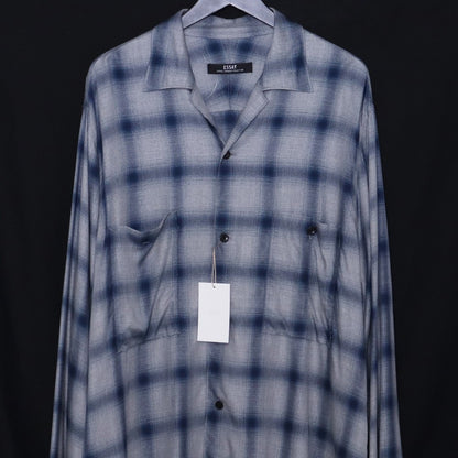 ESSAY 25SS Shadow Check Open Collar Shirt Blue Size 2
