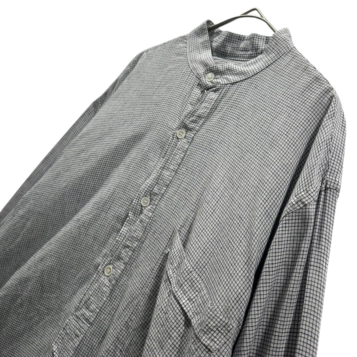 COMOLI 23SS Khadi Cotton Pullover Shirt Check Size 2