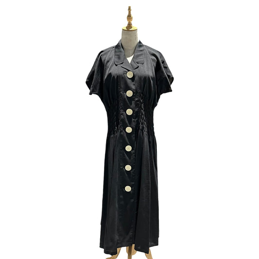 ISSEY MIYAKE 92SS Big Button Gathered Dress Black Size S