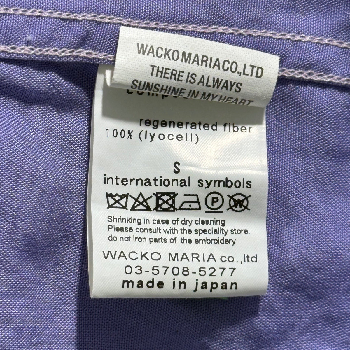 WACKO MARIA Open Collar Chest Logo S/S Shirt Purple Size S