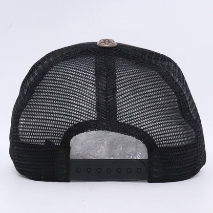 CHROME HEARTS Three Star Leather Patch Cap Black Size F