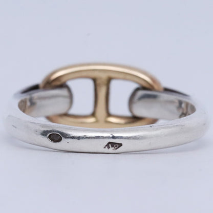 HERMES Vintage 70s Chaine d'Ancre Gold Silver Ring Size ONE SIZE