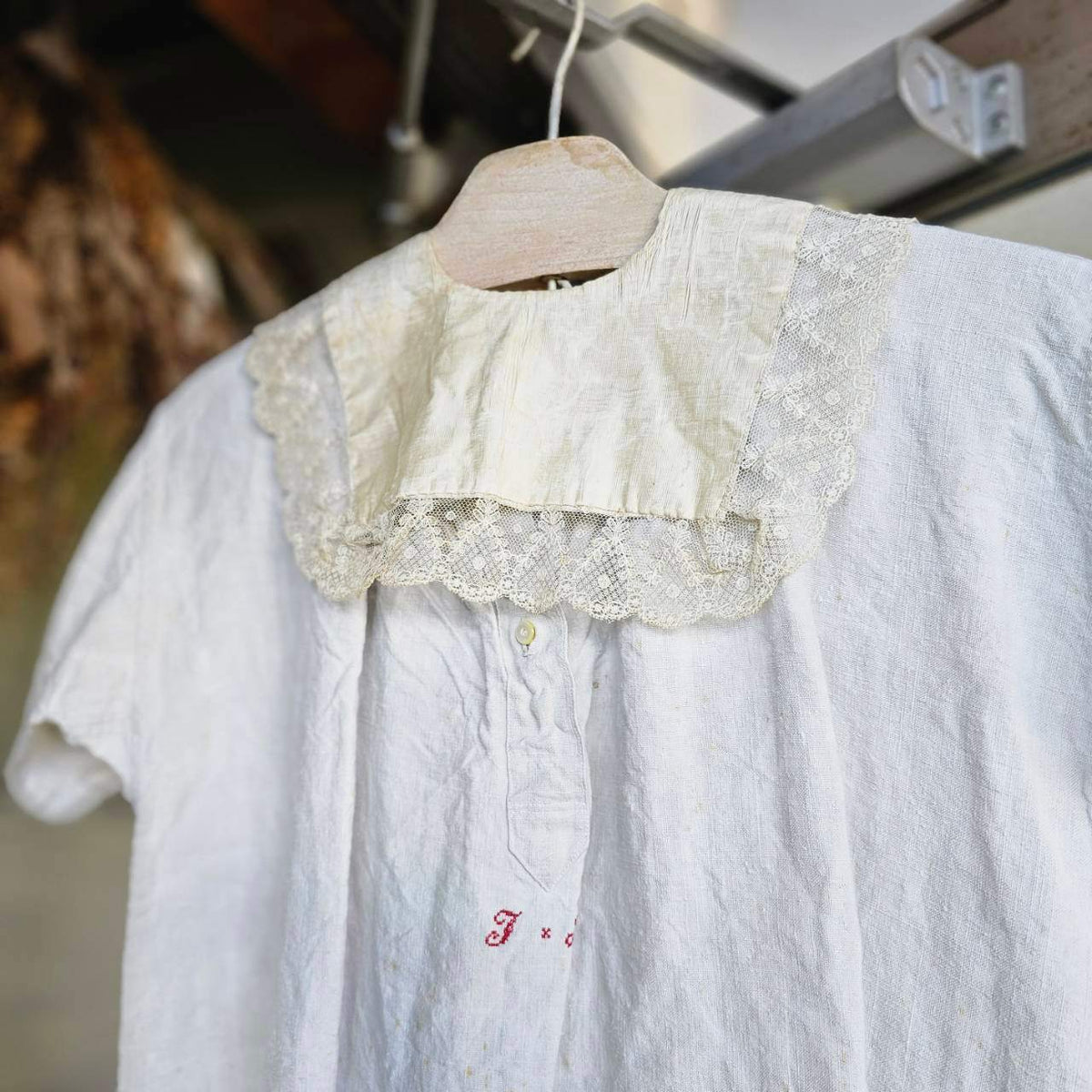 Euro antique 10s Lace Collar Beige Size FREE