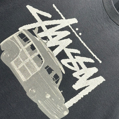 STUSSY 00s Car Graphic Logo Print T-Shirt Navy Size M