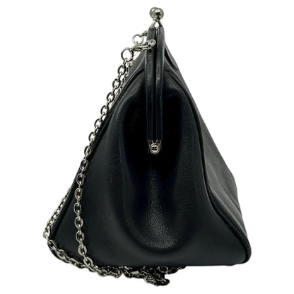 Y's Leather Chain Shoulder Clasp Pouch Black Size FREE