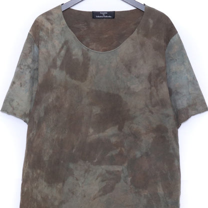 KUJAKU Special Dyed Crew Neck T-Shirt Khaki Brown Size 2