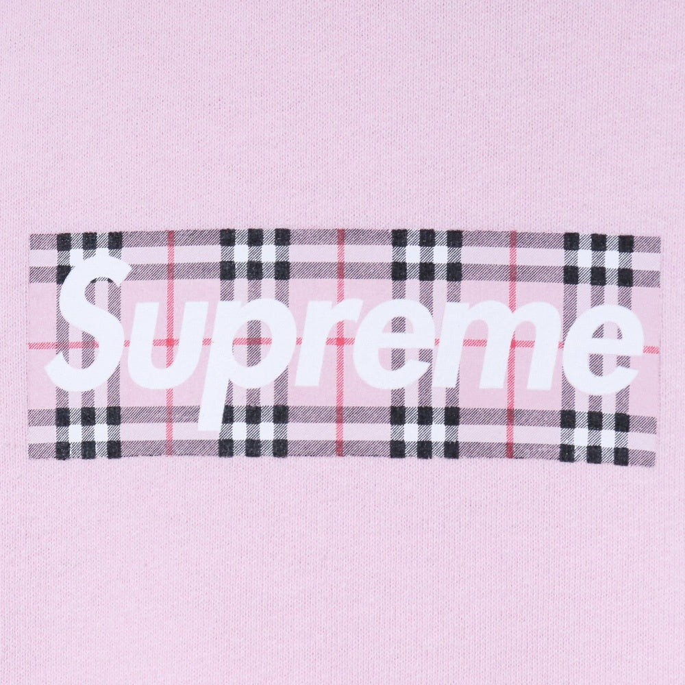 SUPREME 22SS Burberry Box Logo Pullover Hoodie Pink Size XL