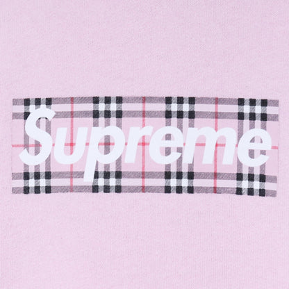 SUPREME 22SS Burberry Box Logo Pullover Hoodie Pink Size XL