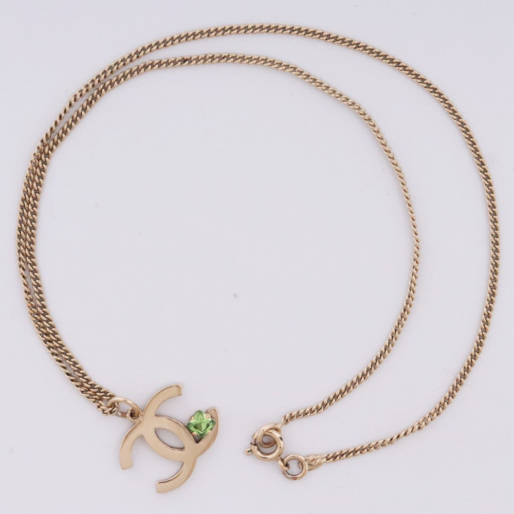 CHANEL Gold Coco Mark Stone Necklace Size 42CM