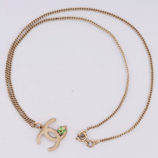 CHANEL Gold Coco Mark Stone Necklace Size 42CM