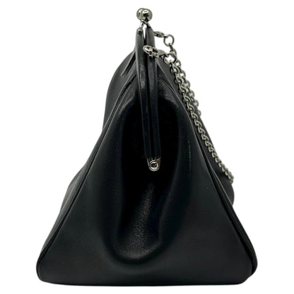 Y's Leather Chain Shoulder Clasp Pouch Black Size FREE