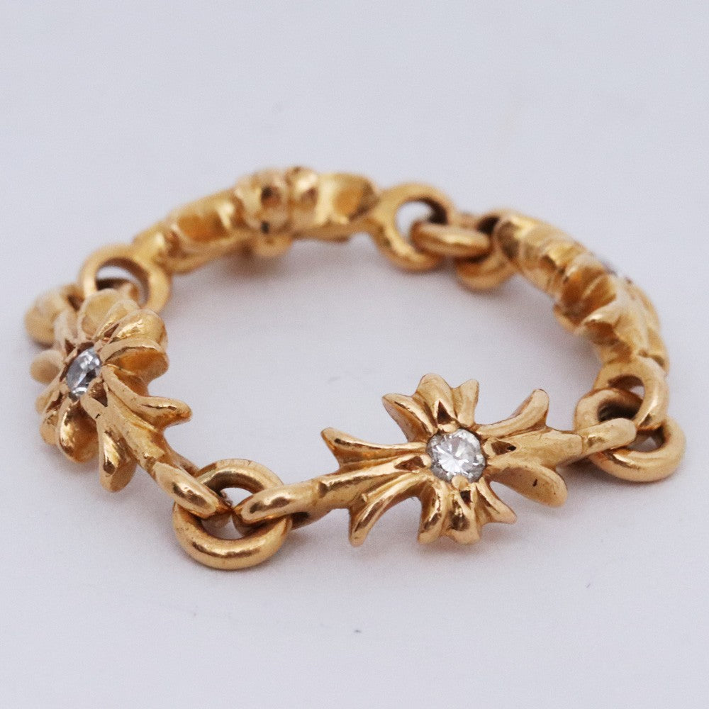 CHROME HEARTS 22K Gold Tiny E CH Diamond Ring Size ONE SIZE